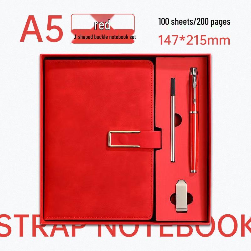 Elegant A5 U-Shaped Buckle Notebook Gift Set - Customizable for Business Meetings