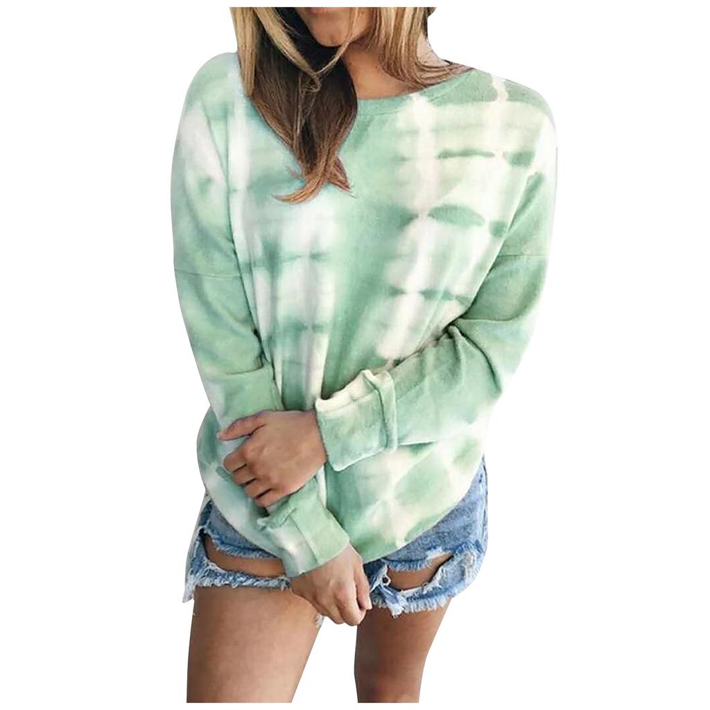 Women's Casual Contrast Color Long Sleeve Top Pullover Sweatshir