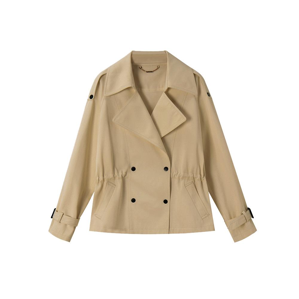 

Chunxin versatile casual wind cotton small drawstring shows height 4-color short trench coat S хакі