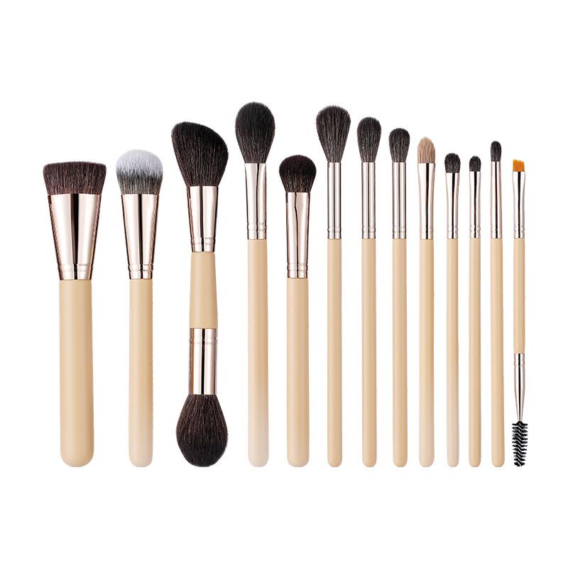 

13-Piece Wool Makeup Brush Set: Powder, Contour, Blending, Foundation, Highlight, Eyeshadow Brushes