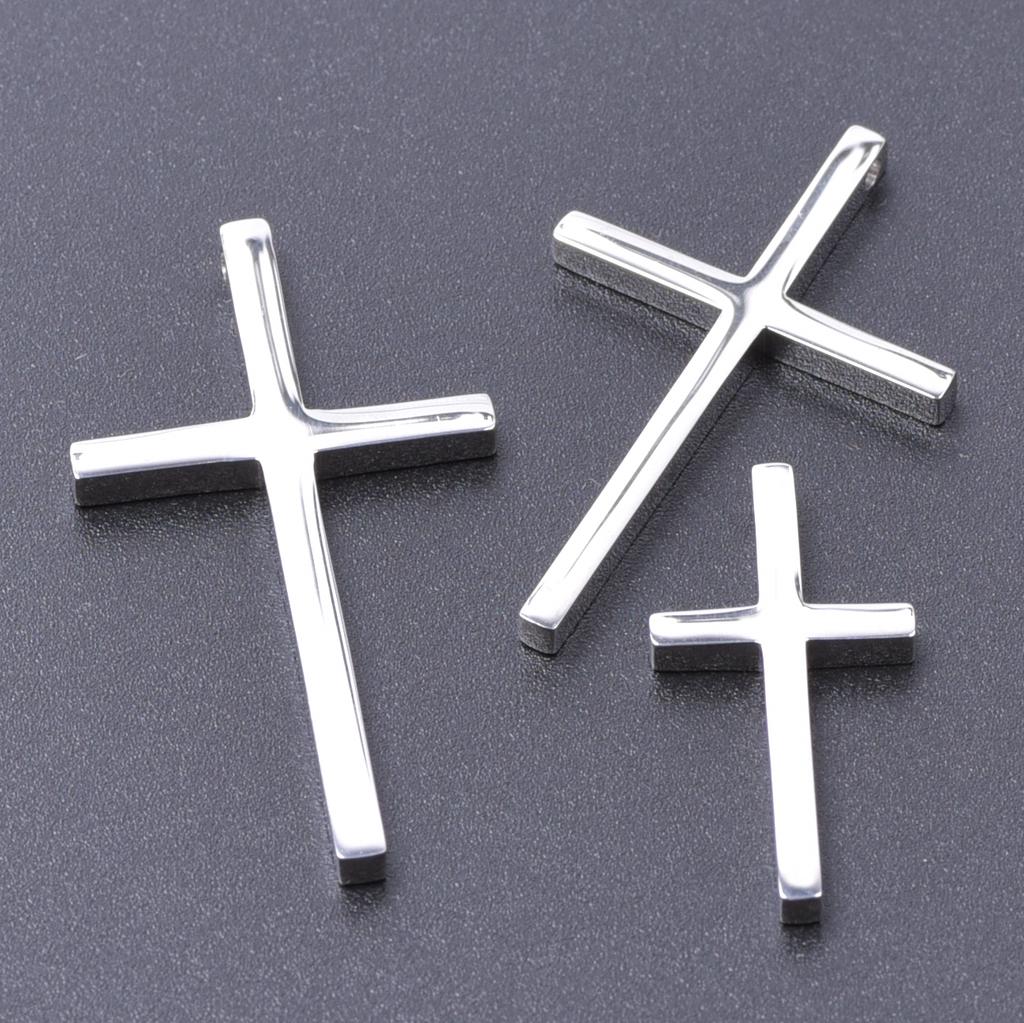 3pcs Cross Pendant Stainless Steel Charms For Jewelry Making Necklace Anklets Handmade Glossy Crosses Accessories Earrings Charm