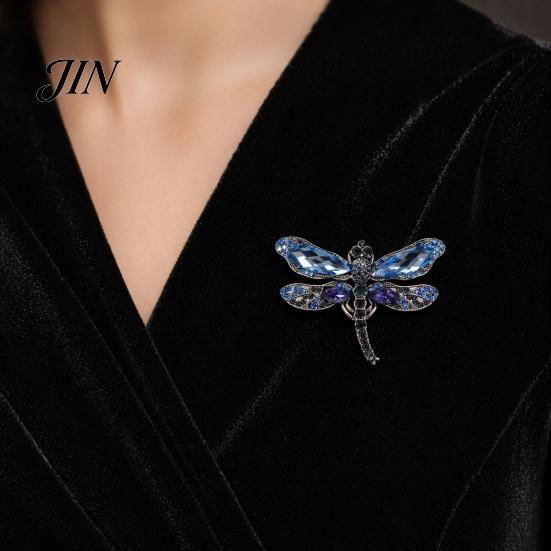 Secure Clasp Brooch Dragonfly Brooch, Sparkling Rhinestones Lapel Pin with Strong Buckle Everyday Wear Design, Electroplating Anti-Oxidation