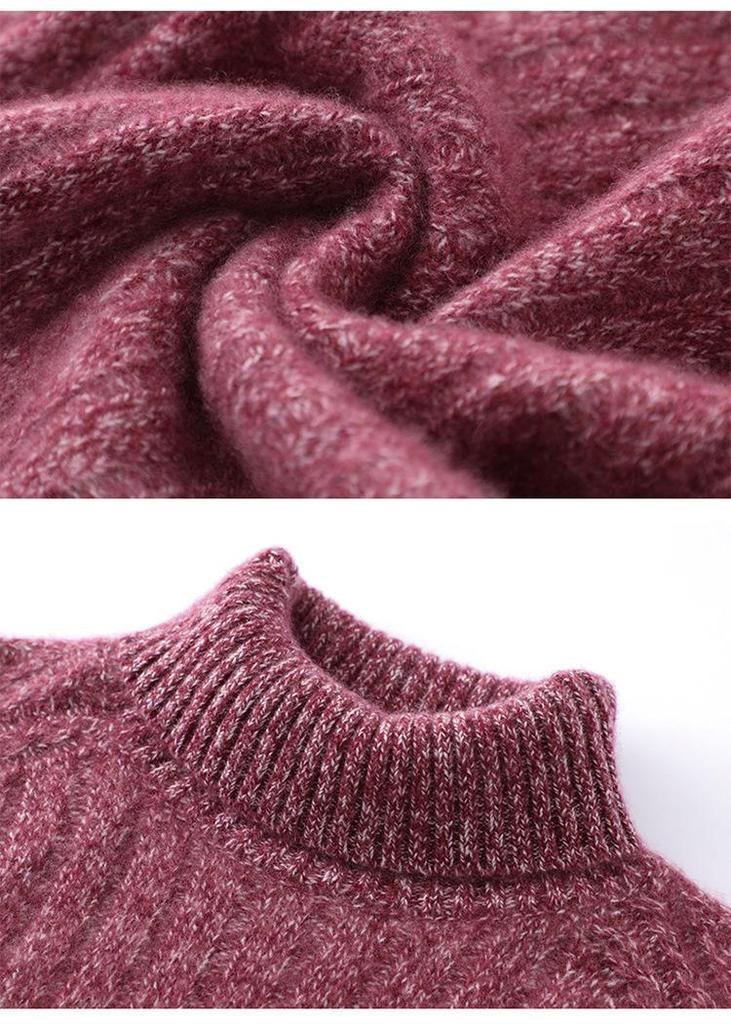 Women's Cashmere Knit Base Layer Top: Three-Strand, Long Sleeve, Loose Fit, Warm, High Neck, Soft, Versatile, Skin-Friendly Sweater