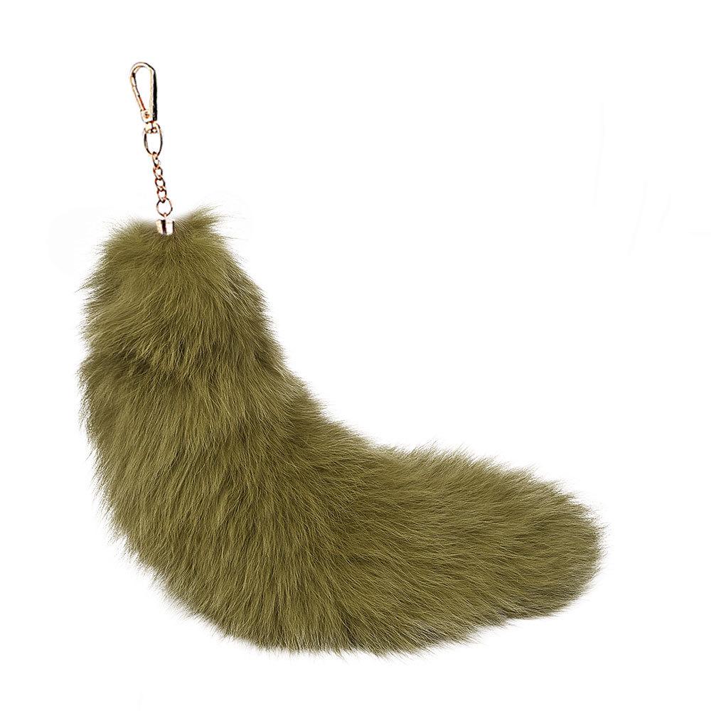 Silver Blue Fox Fur XL Pendant: Real Fur Women's Bag Charm & Car Keychain