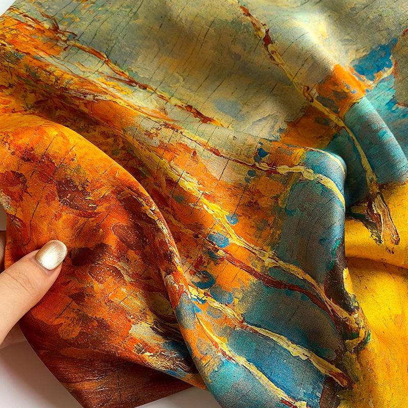 Luxury  Floral Print Square Silk Scarf for Women Hijab Hair Bands 70cm Neckerchief Female Satin Shawl Ribbon Headband