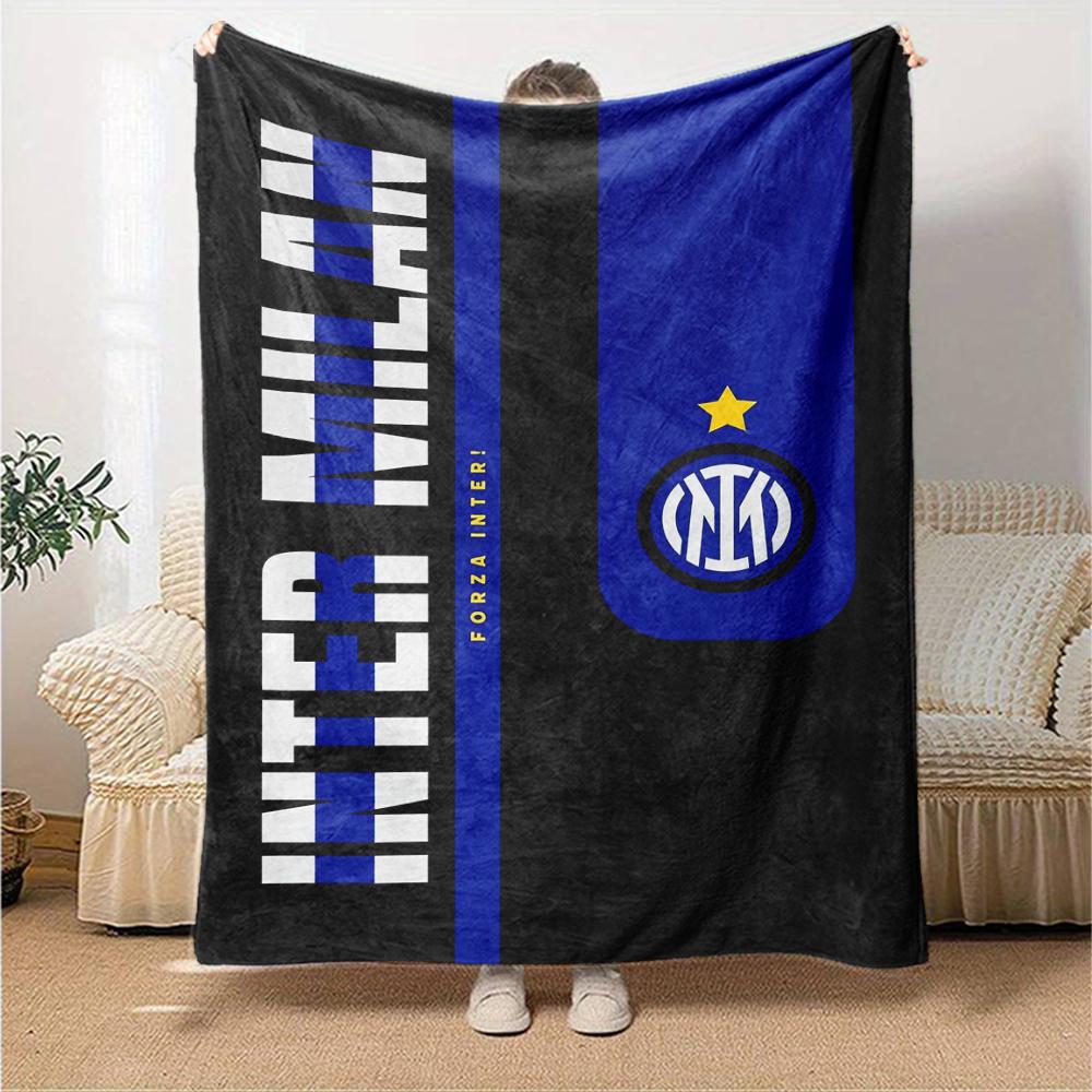 Inter Milan Theme Printed Blanket - Perfect for Couch, Bed, Travel & Outdoor Use | Machine Washable, Cozy & Durable.