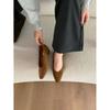2025 Spring New Versatile Solid Color Suede Pointed Head Thin Heel Medium Heel Single Shoes Low Heel Light Mouth Ladyshoes Women's Shoes