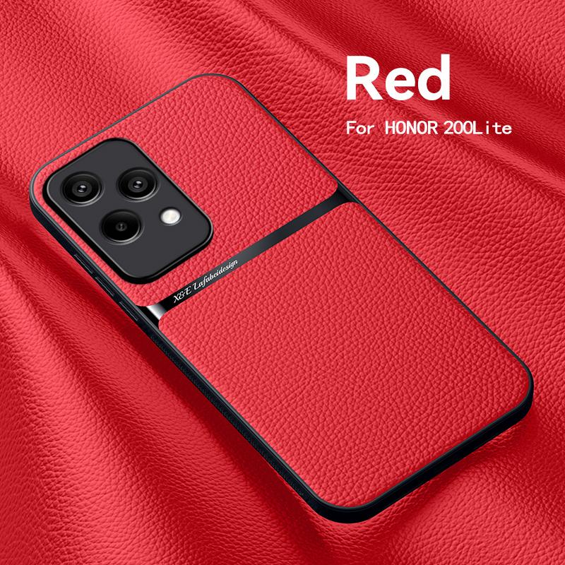 For Honor 200 Lite 5G Case With Metal Plate Magnetic Phone Case For Xonor Honer Honar 200Lite Honor200lite Leather Back Cover