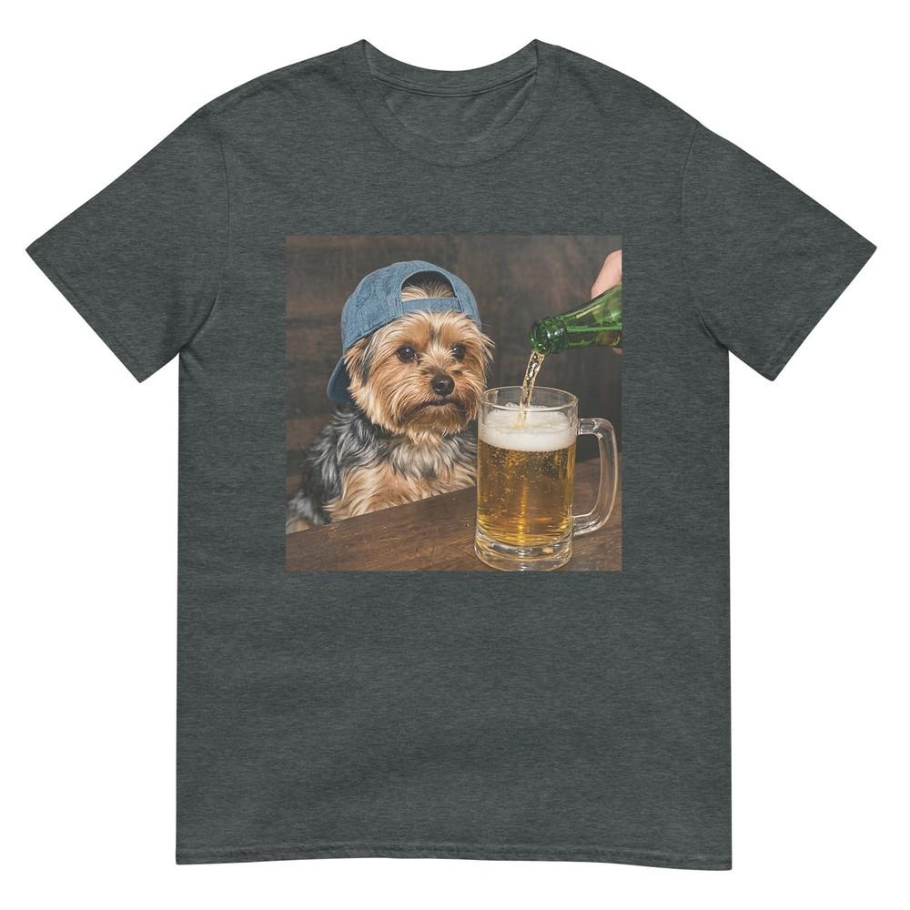 Yorkie Drinking Beer Funny Dog Meme TShirt