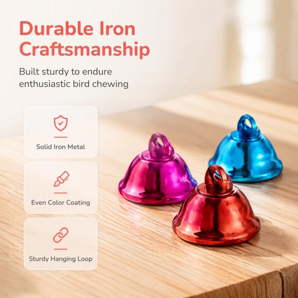 20pcs Iron Material Bird Bells 2.1CM Size Craft Bells Colourful Chew Toy Bells For Parrots