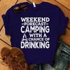 Women Fashion Summer T Shirts Camping Letter Print T-Shirts  Unisex Short Sleeve Graphic Tee Casual T Shirts Tops