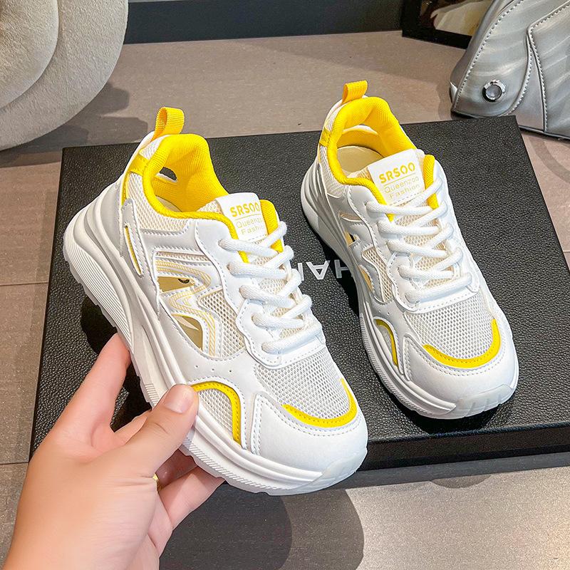 Breathable Mesh Fashion Little White Shoes Versatile 2025 New Thick-soled Lightweight Soft-soled Dad Shoes Women's Single-net Sneakers