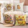 Cute Funny Kapibala Pillow Case Silky Elegant Comfort Sofa Bed Invisible Zipper