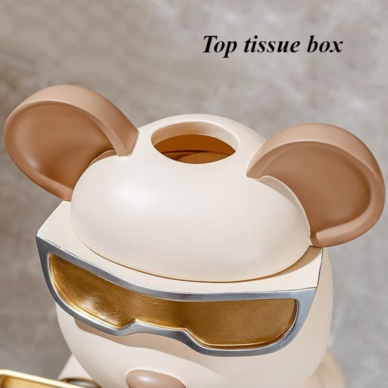 Cartoon Bear Figurines Living Room Tray Ornament Luxury Multifunctional Tissue Box Figurines Modern Home Decoration Ornament