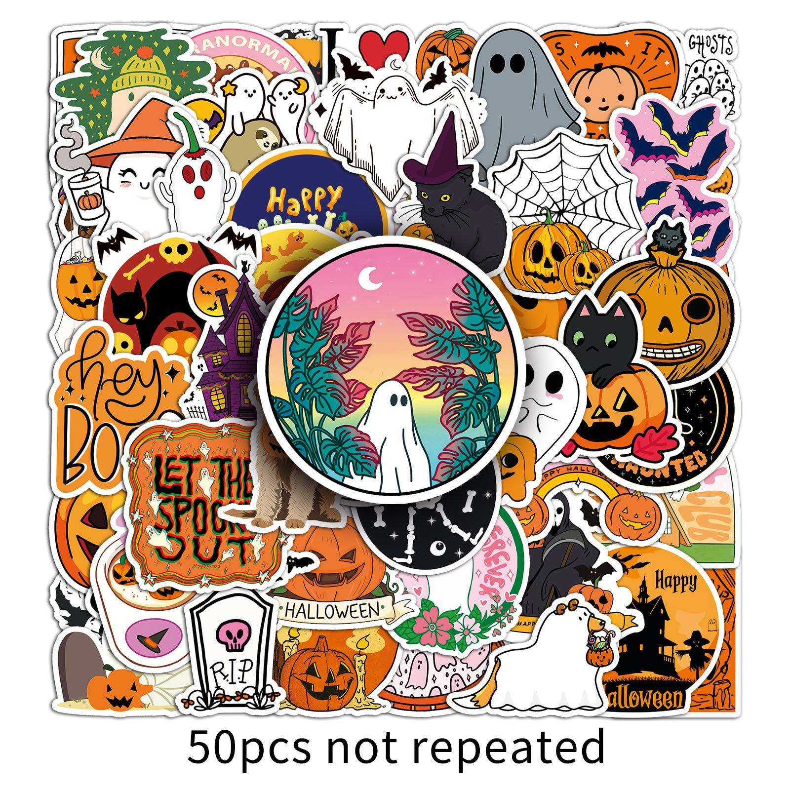 

50 Halloween Graffiti Stickers Cartoon Festival Children s Gauze DIY Mobile Phone Case Suitcase Stickers Waterproof