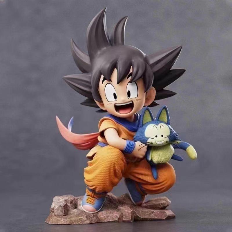 

Dragon Ball 15cm Childhood Little Goku Hugs Puer Ya Mu Tea Little Follower Figures Statue Pvc Model Statue Collection Toys Gift