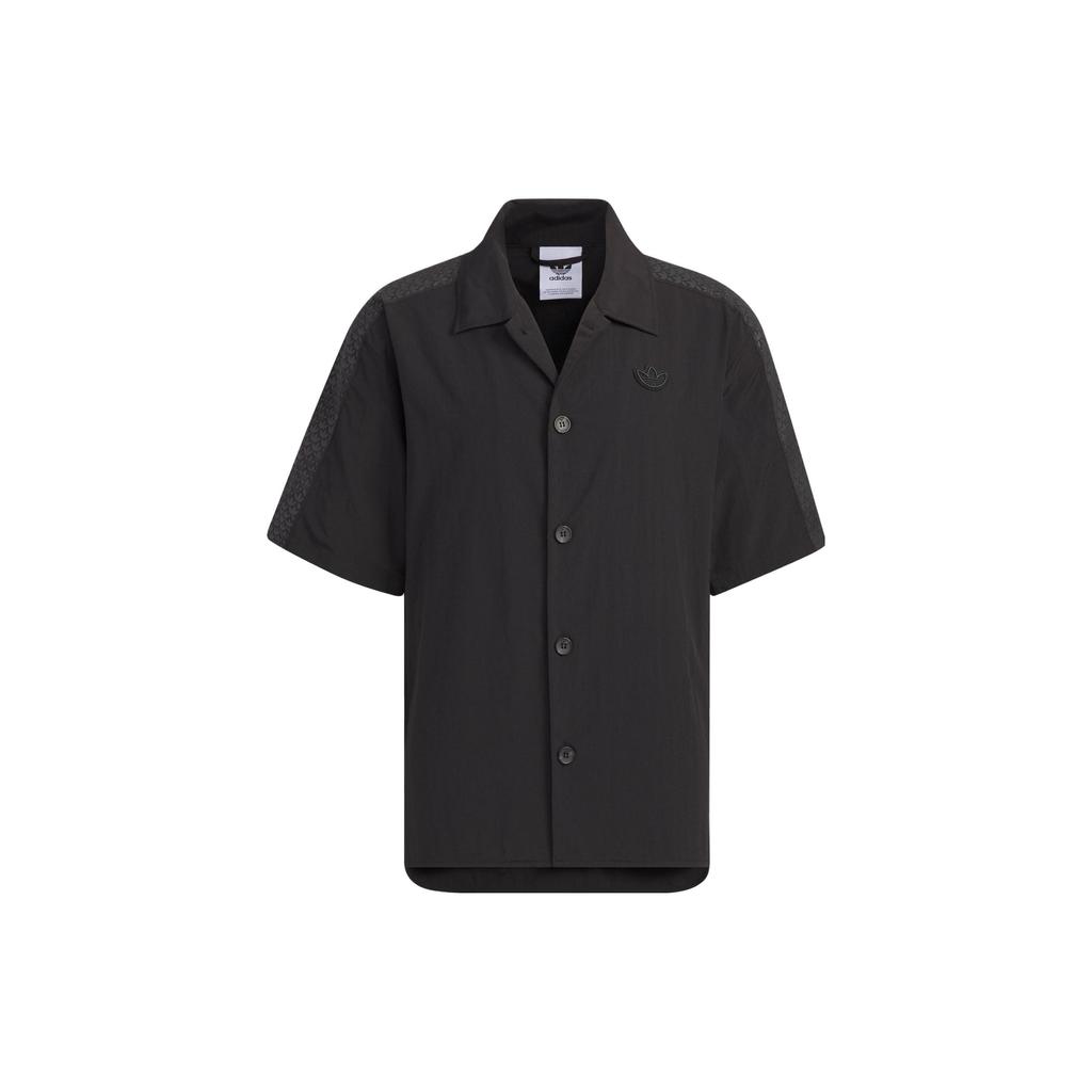 Adidas Originals Monogram Print Color Block Casual Sports Short Sleeve Shirt Unisex Tops Black IN1033