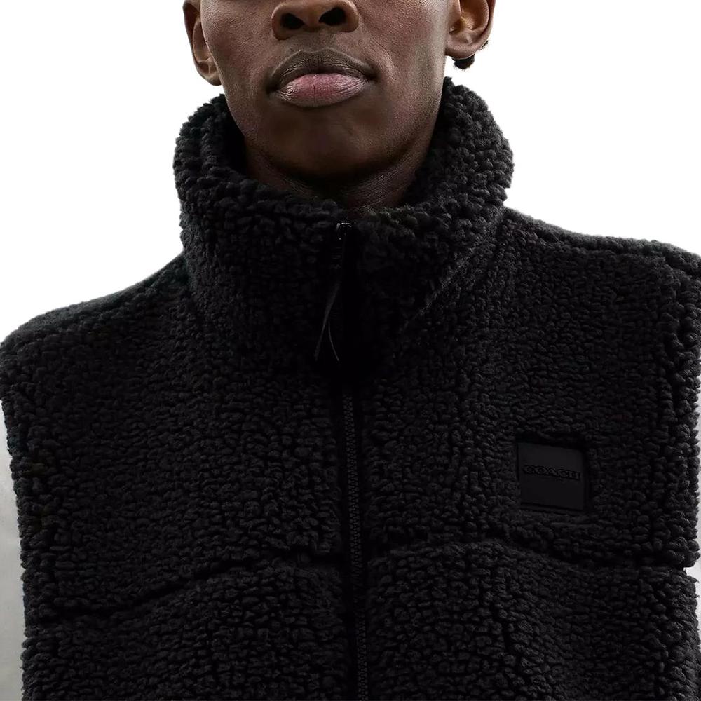 Coach Zipper High Neck Sleeveless Vest Men Vests Black CW690-BLK