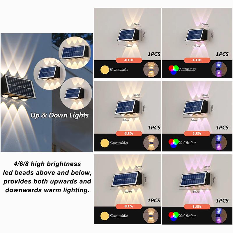 Solar Wall Lights LED Spotlight Outdoor Waterproof Upper And Lower Lighting Solar Powered Streetlight Balcony Courtyard Garden