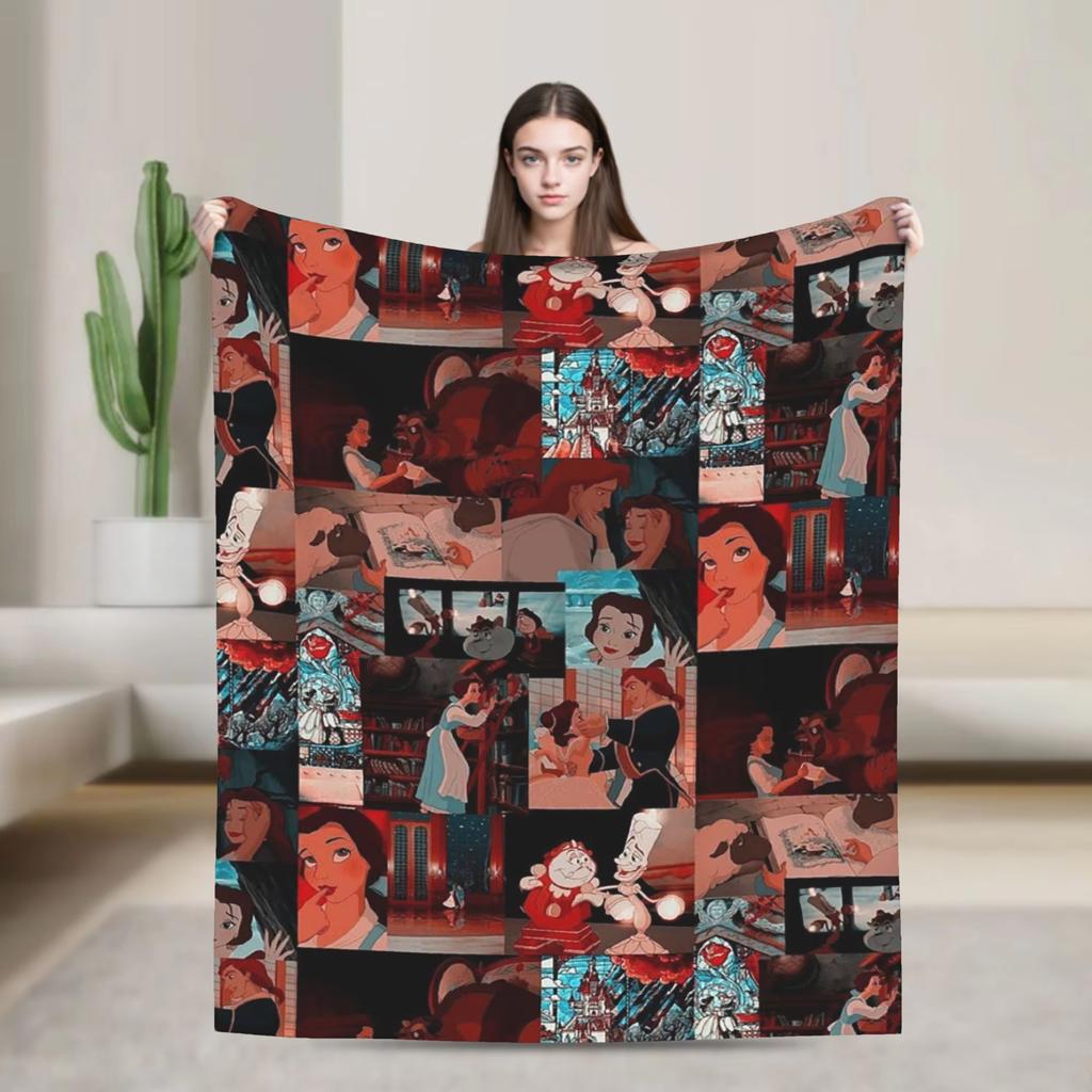 Beauty And The Beast Blanket Single Sided 2DPrint Soft Fluffy Warm Cozy Lightweight Blanket Bedroom Living Room Sofa Travel Gift
