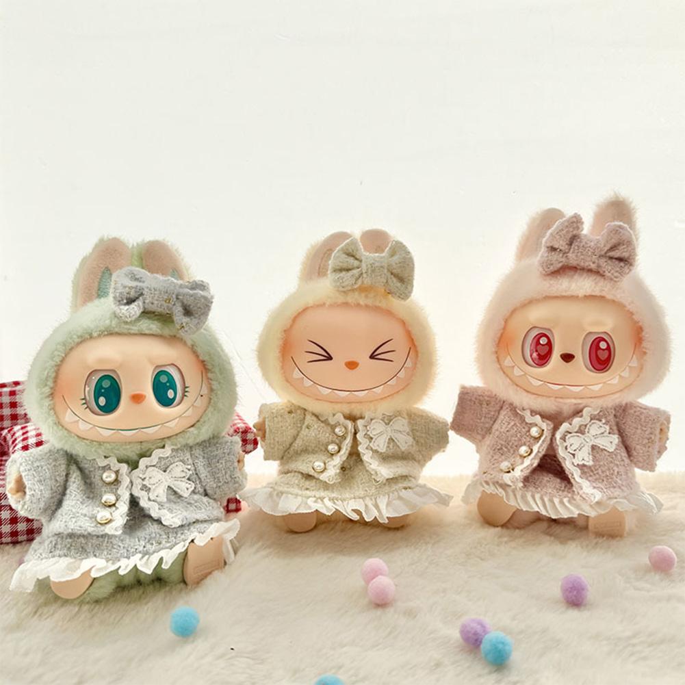 For Labubu 15/17cm Doll Stylish Overalls Clothes Set Pendant Cute Clothes with Fragrant Style For V1/V2 Labubu