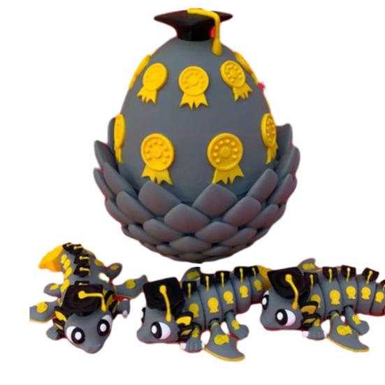 

3D Printed Dragon Egg Ornament Toy with Dragon Figurine Inside, Sports Ball Inspired Fidget Toy, Stress Relief Dragon Statue J