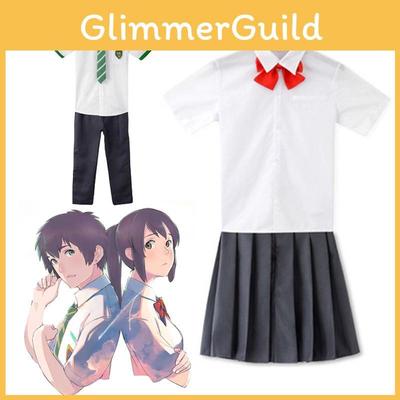 Nádherný Cosplay Kostým Tachibana Taki a Miyamiu Mitsuha z Anime Your Name, Perfektní Pro Fanoušky Anime
