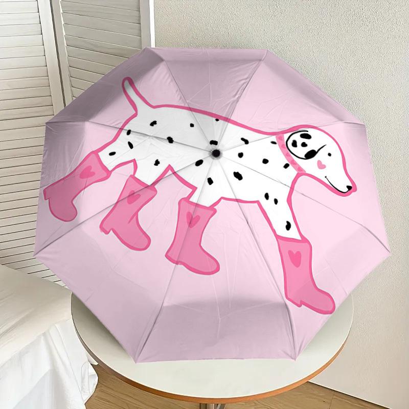 1PC Dalmatian Rainboots Umbrella-8-Rib Reinforced Portable Folding Travel Suitable for All Seasons Outdoor Daily Use-J329