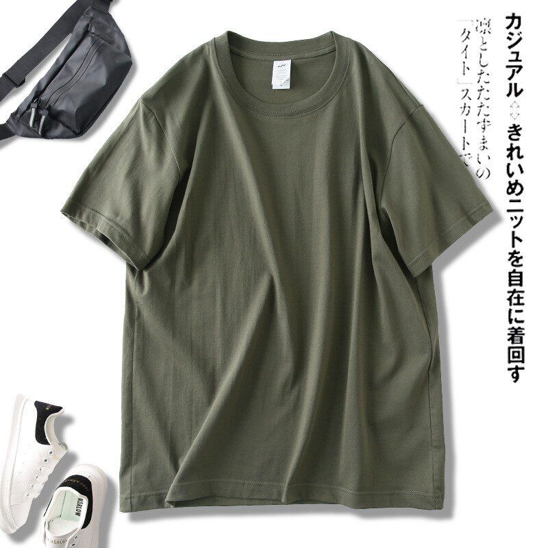 Big Sale Leak-Picking Export Men's Cut Label Tail Single Pure Cotton Short Sleeve T-Shirt Summer Solid Color Basic Half Sleeve Bottoming Shirt