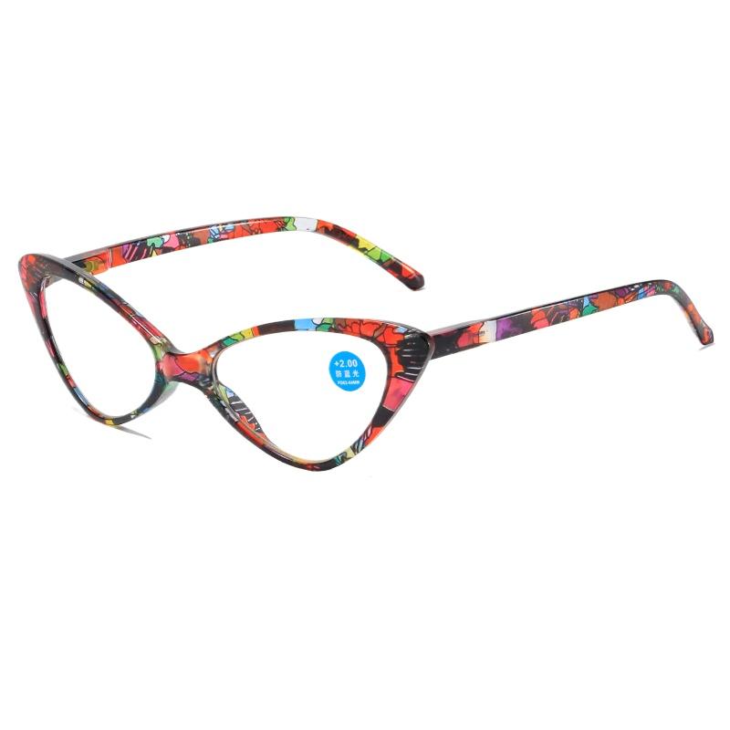 Reading Glasses Women Printed Presbyopia Glasses Fashion Amusing Cat's Eye Hyperopia Glasses Blue Eyeglasses