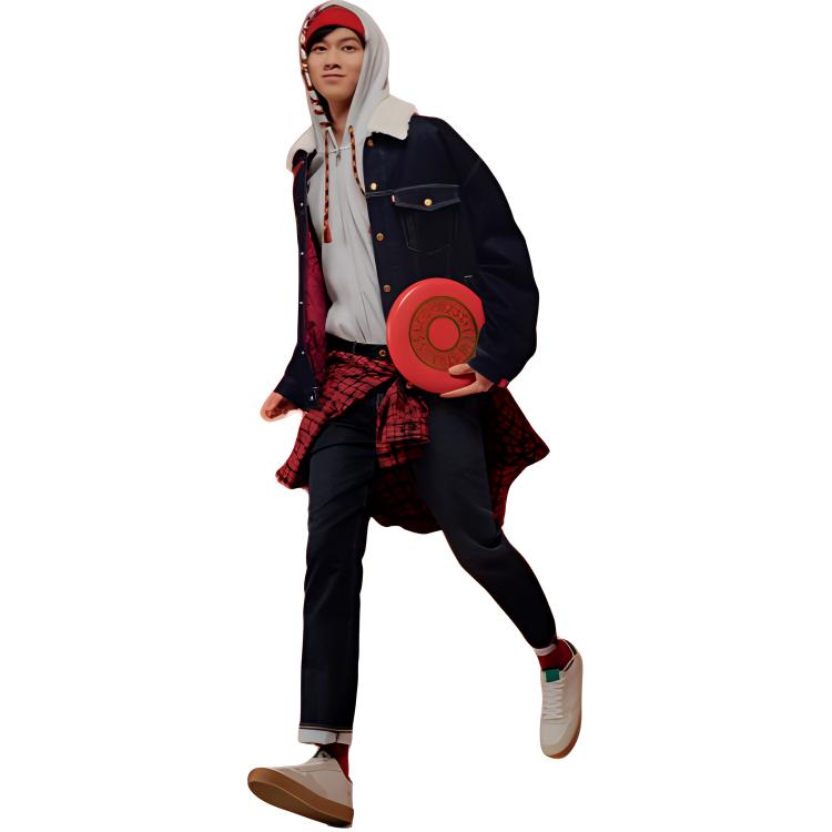 Levis New Year Limited Edition Collection Casual Loose Drawstring Hooded Jacket Men Jackets Gray 003ZM-0001