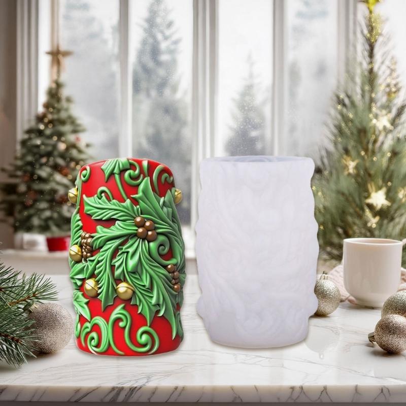 Flower Embossed Cylinder Silicone Candle Mould Food Grade Silicone For Making Candle Soap Chocolate Holiday Decoration