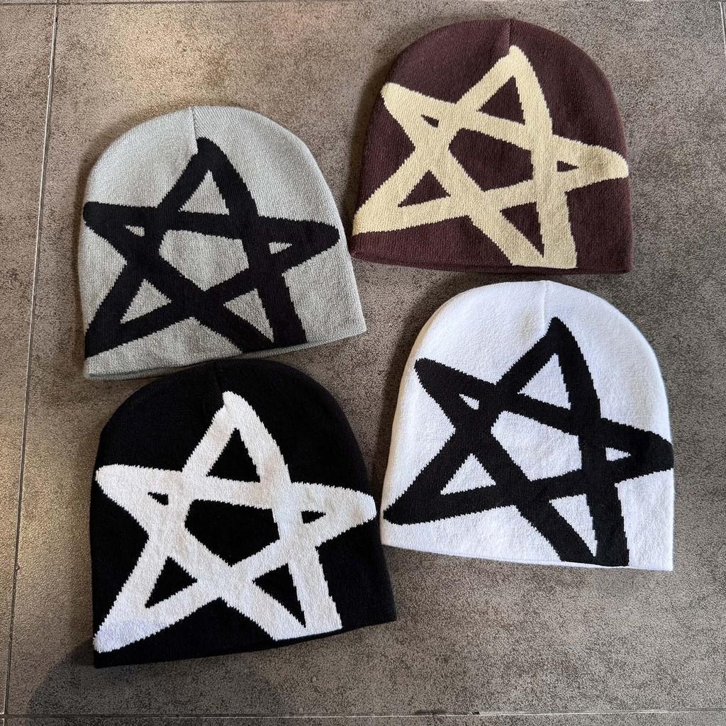 Winter Autumn Knit Hat With High Top Design And Star Pattern For Daily Wear