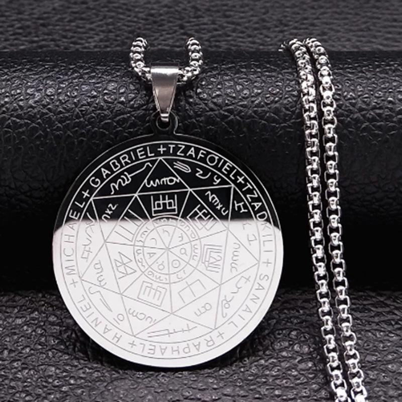 Personalized Seven Archangels Rune Seal Pendant Stainless Steel Necklace