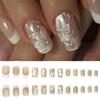 Square Press On Nails Flower Fake Nails Glue On Nails Artificial Acrylic Nails 24pcs Stick On Nails for Women Girls