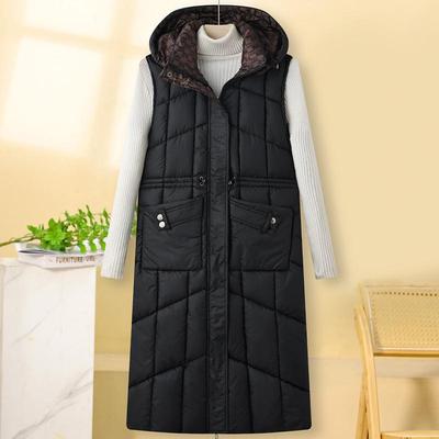 Moda Gilet Lungo Caldo Donna Indossabile su Entrambi i Lati Parka Senza Maniche con Cappuccio Casual Spesso Inverno Giubbotti da Donna