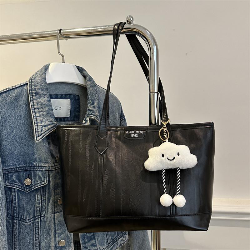 

Stylish Black Coffee And White Pu Tote Bag For Women Perfect For Daily Commuting Without Pendant