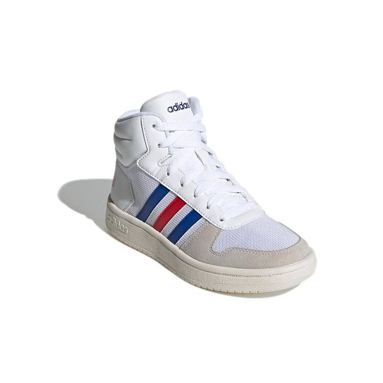 adidas Neo Hoops 2.0 Mid K Abrasion Resistant Breathable Mid Top Vintage Basketball Shoes White Kids' FW9121