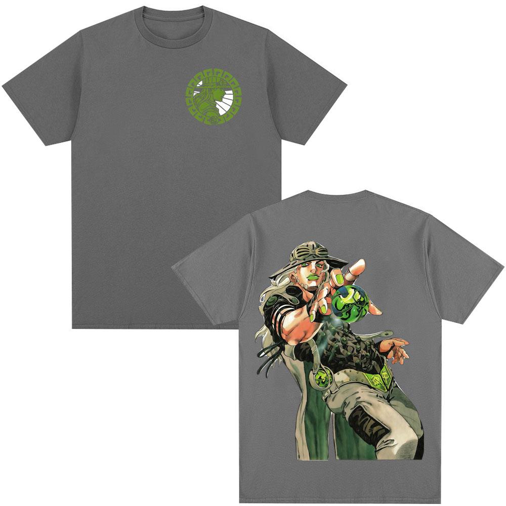 Anime JoJo Bizarre Adventure STEEL BALL RUN Gyro Zeppeli TShirt 2026 Summer Unisexs Womens Fashion Cotton Oversized Y2K Tshirt