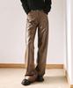 LEFTSEOUL Synthetic Soft Leather Loose Fit Pants [Brown]