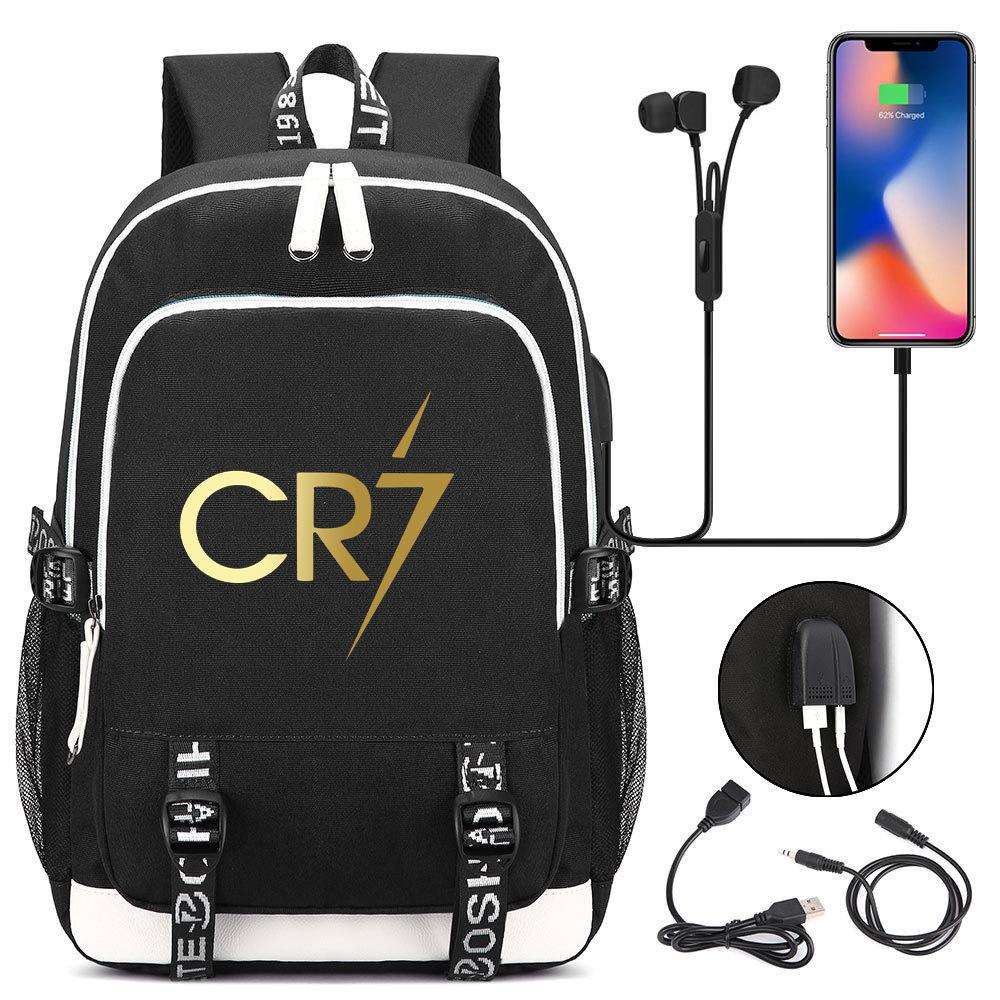 Football Printed Student Backpack Multifunctional Usb Interface Large Capacity Leisure Travel Backpack
