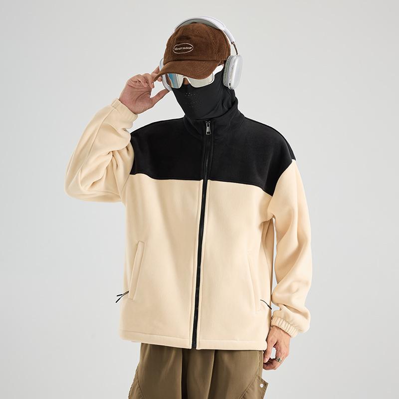 

Осенне-зимняя теплая флисовая куртка с графеновым подогревом и вставками, мужская куртка с воротником-стойкой, повседневная ветрозащитная и теплая куртка L слоновая кость