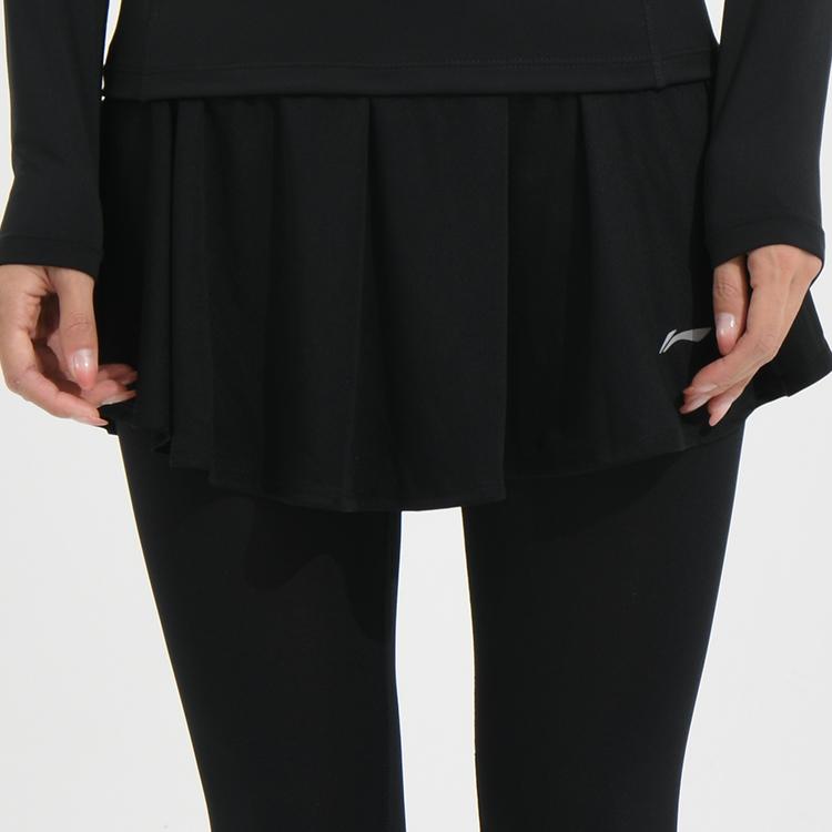 Li Ning Badminton Series Sports Quick-Dry Sweat-Wicking Breathable Running Skirt Women Skirts Black ASKR022-1