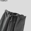 INCERUN Men Drawstring Belt Waist Striped Casual Drop-crotch Pants Long Trousers