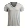Europese en Amerikaanse heren T-shirt met korte mouwen en V-hals Slim effen kleur casual