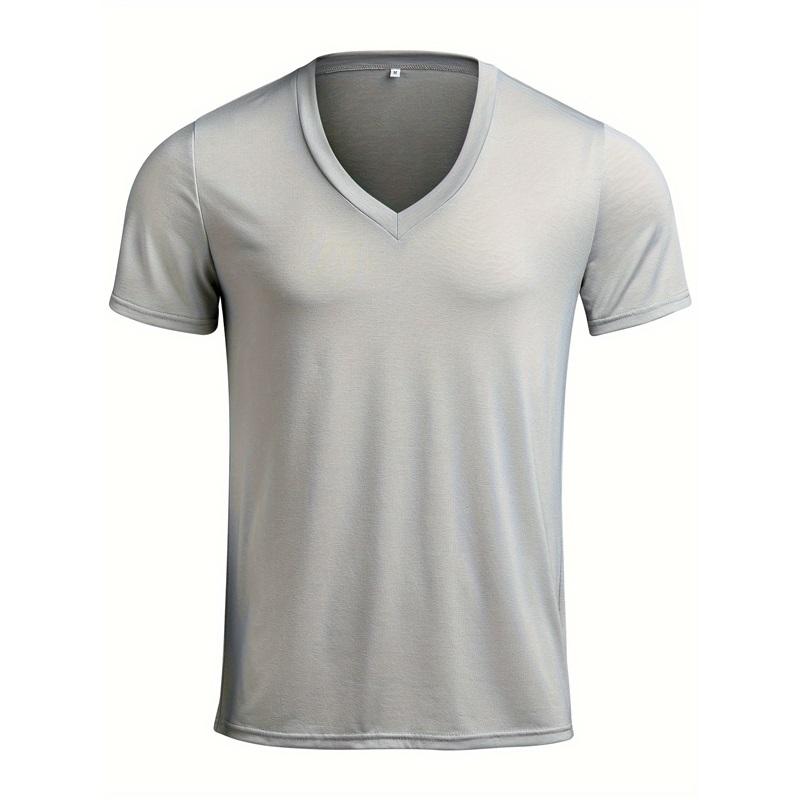 Europese en Amerikaanse heren T-shirt met korte mouwen en V-hals Slim effen kleur casual
