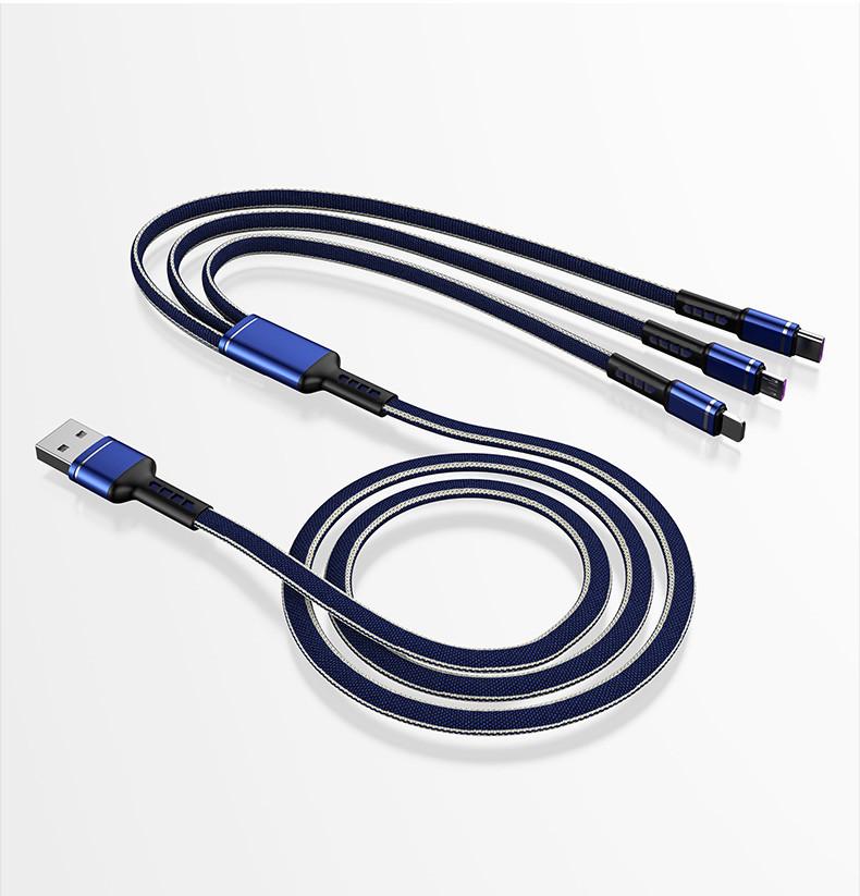 Nylon Braided 3-in-1 Multi-Head Fast Charging Cable (2A)