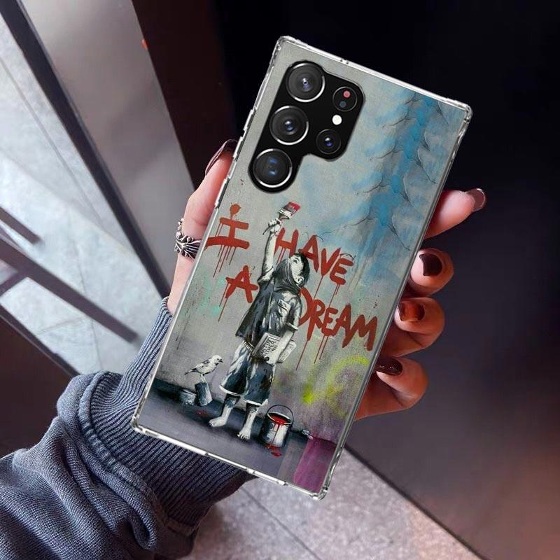 Street Art Banksy Graffiti Phone Case For Samsung Galaxy S23 S24 S25 Edge S26 Ultra S22 + S21 Plus S20 FE Cover Silicone Print S