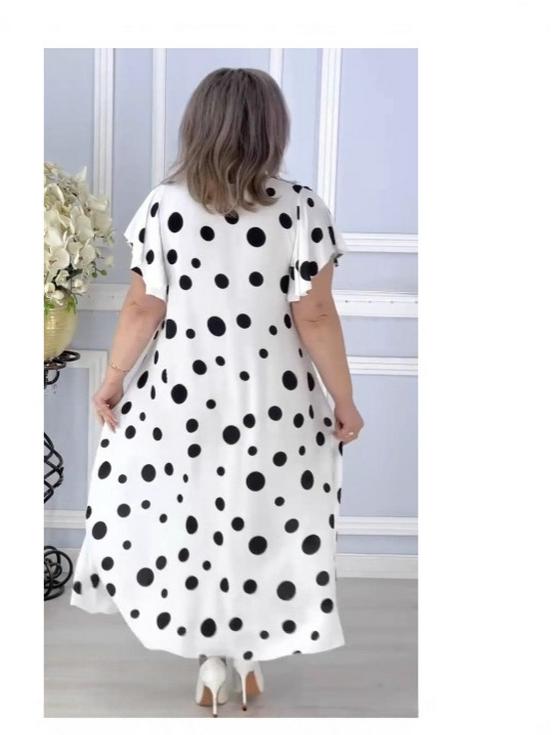 2025 European & American Plus Size Women's Polka Dot Summer Dress
