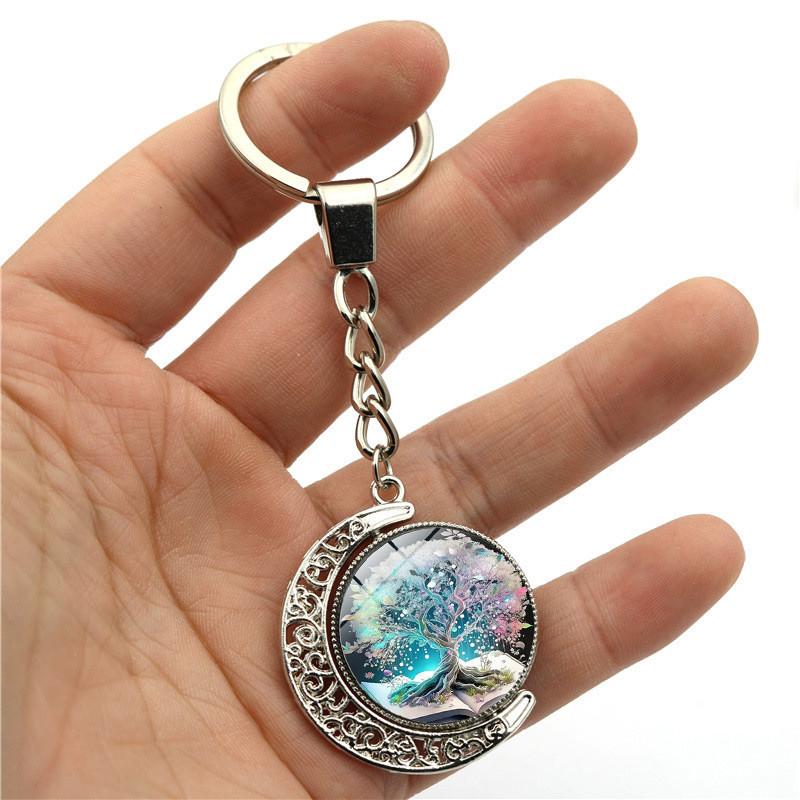 Distinctive Keychain Of With Doublesided Rotating Moon Charm